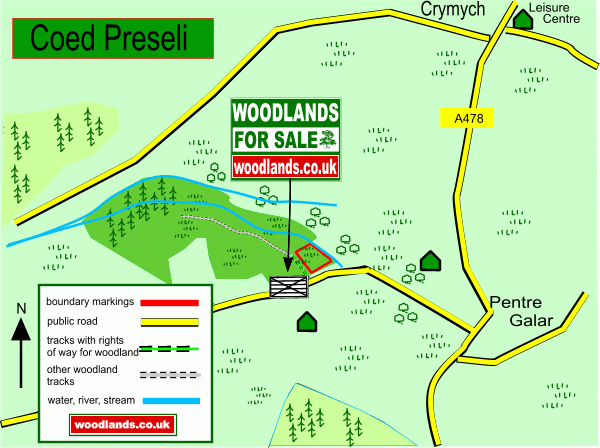 Click to view a full-size version Coed Preseli - SOLD map